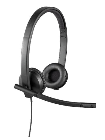 Logitech H570e wired USB headset with noise-canceling microphone and in-line controls for PC, Mac, and laptop.