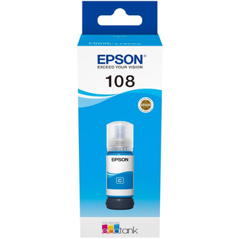 Epson 108 Cyan Ink Bottle, 70ml, for L8050 and L18050 printers (SKU: C13T09C24A)