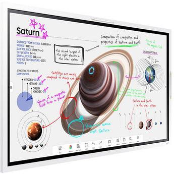 Samsung 55 inch Flip Pro 4K UHD interactive display (LH55WMBWBGCXEN) showing a digital whiteboard with annotations.
