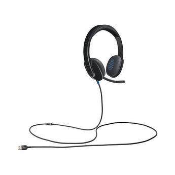 Logitech H540 USB Stereo Headset in black, designed for clear audio on computers and laptops.