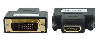 DVI-D to HDMI adapter, unidirectional, plug and play, compact design. Connect DVI-D to HDMI.