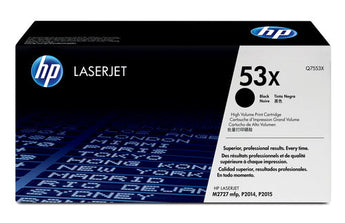 HP 53X High Yield Black Original LaserJet Toner Cartridge (Q7553X) for LaserJet printers, prints ~7,000 pages.
