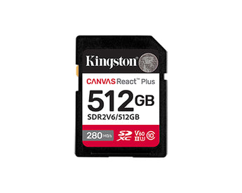 Kingston Canvas React Plus 512GB SDXC UHS-II U3 V60 SD Card