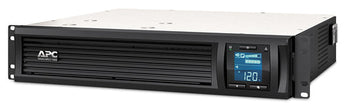 APC Smart-UPS C 1000VA LCD RM 2U 230V with SmartConnect SMC1000I-2UC providing battery backup and surge protection.