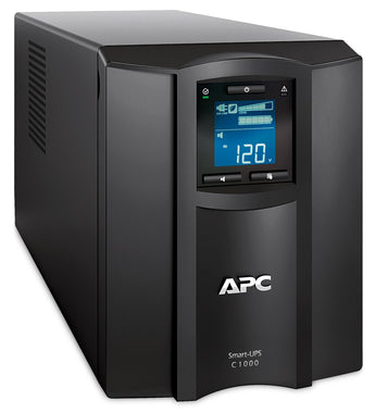 APC Smart-UPS C 1000VA LCD Tower UPS with SmartConnect, providing battery backup and surge protection.