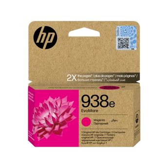 HP 938e EvoMore Magenta Original Ink Cartridge 4S6Y0PE for Officejet Pro printers. Produces up to 1,650 pages.