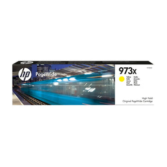 HP 973X High Yield Yellow Original PageWide Cartridge, F6T83AE. High-quality yellow ink cartridge for HP PageWide printers.