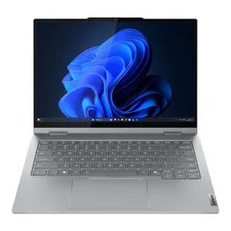 Lenovo ThinkBook T14 2-in-1 laptop with 14-inch WUXGA touchscreen, stylus, and grey finish. Model 21SQ001MZA.