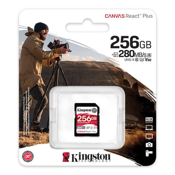 Kingston Canvas React Plus SDXC 256GB UHS-II U3 V60 SD Card