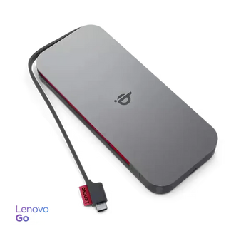 Lenovo Go Wireless Mobile Power Bank: 10000mAh battery, Qi wireless charging pad, and USB-C ports.