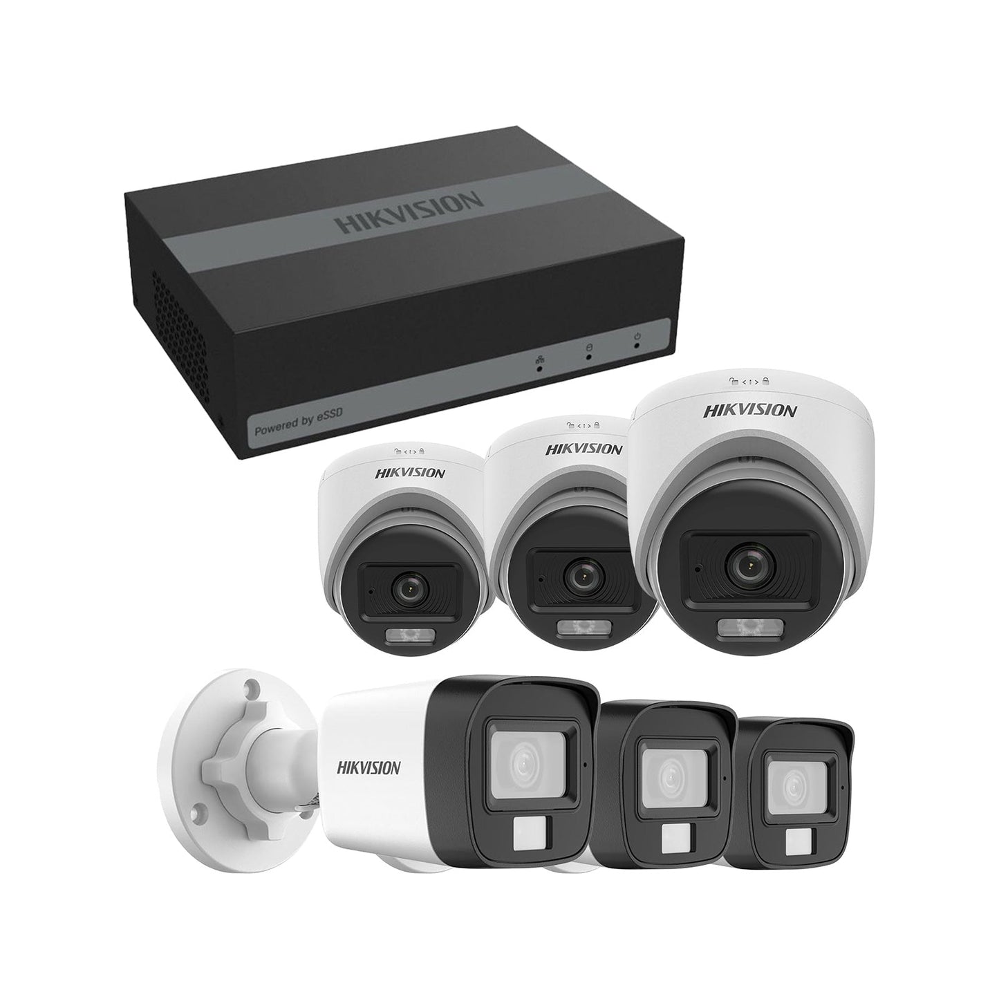  - Hikvision 6 Camera Kit with 8 Port eDVR with 330GB eSSD Cable and Warning Label - NexGen Computing