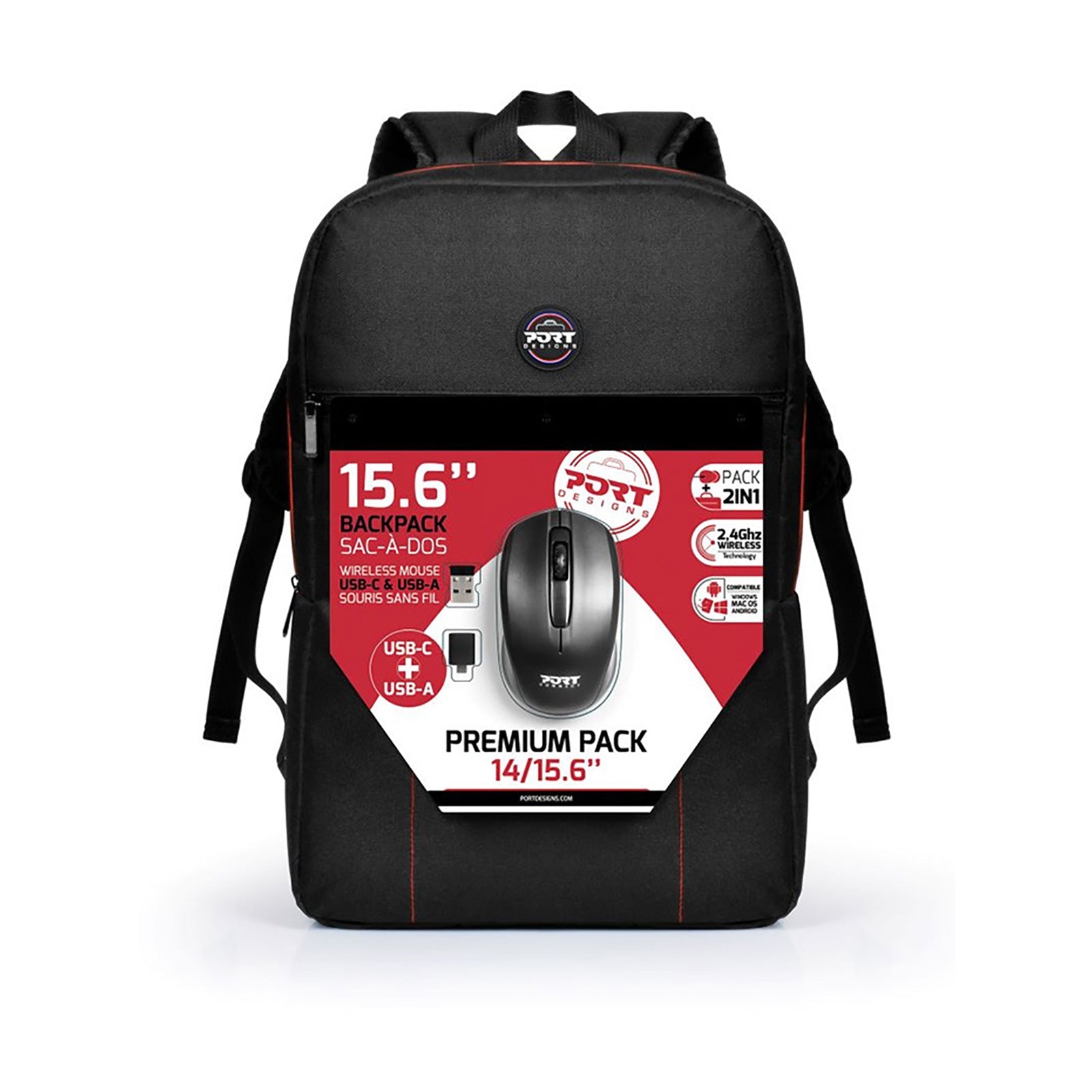  - Port Premium Pack 15.6" Backpack with Wireless Mouse Bundle - NexGen Computing