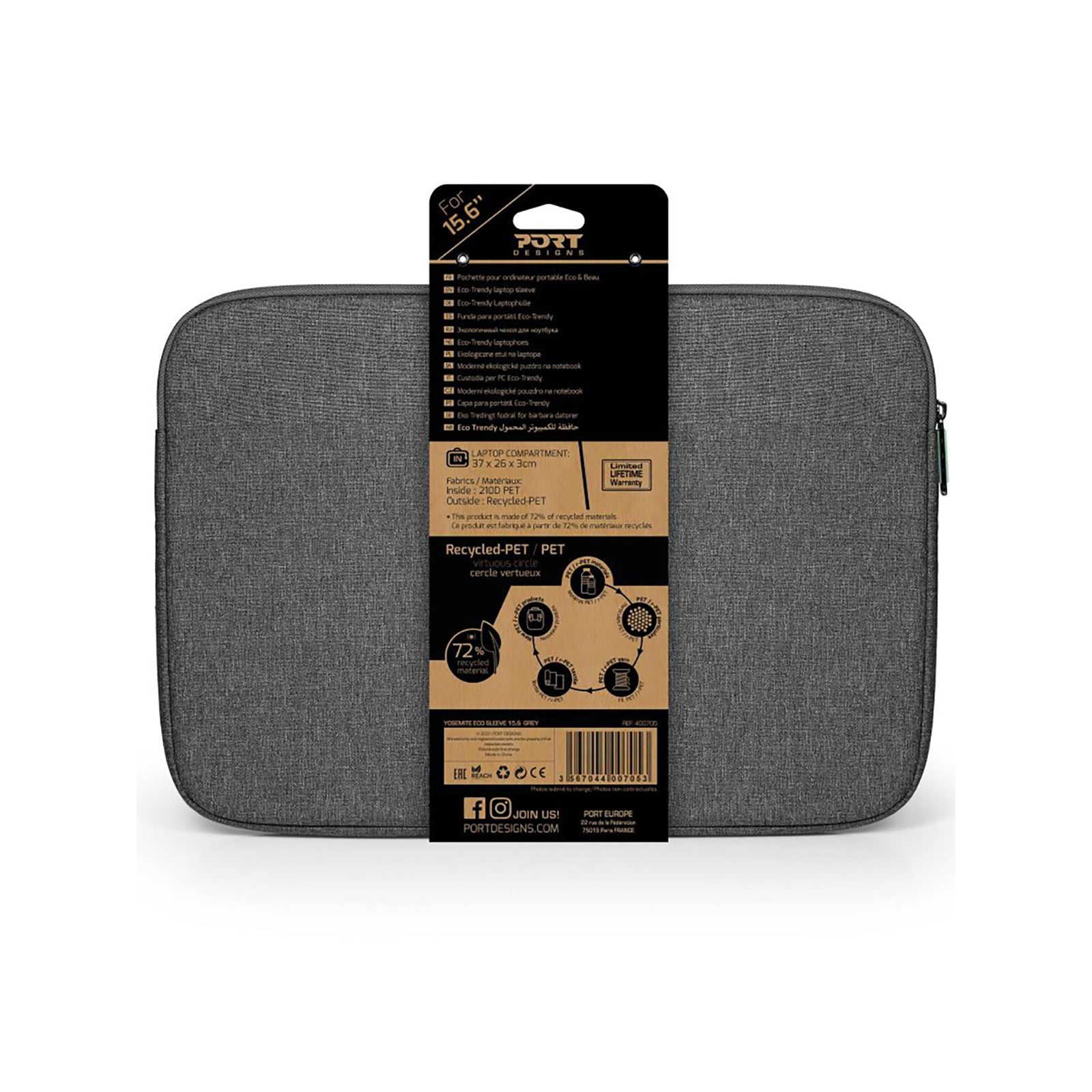  - Port Yosemite Eco Grey 15.6" Sleeve - NexGen Computing