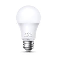 Tapo L520E smart LED light bulb emitting bright, dimmable daylight.  Compatible with Alexa and Google Home, no hub required.