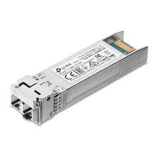TP-Link TL-SM5110-SR 10GBASE-SR SFP+ transceiver with LC connector for high-speed multi-mode fiber optic network connections.