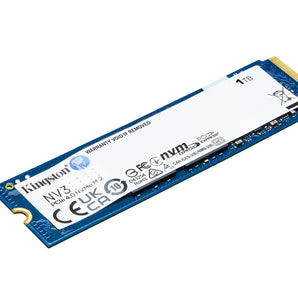 Kingston NV3 1TB M.2 2280 PCIe 4.0 NVMe SSD (SNV3S/1000G). High-performance internal solid-state drive for faster read/write speeds.