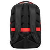Targus Strike2 Gaming Backpack for 17-inch laptops, black, featuring multiple compartments and headset loop.