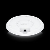 Ubiquiti UniFi U6-ENT: Ceiling-mounted WiFi 6E access point with multi-band coverage and 10 spatial streams for enterprise networks.