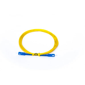 Acconet SC/UPC to SC/UPC simplex single mode fiber optic patch lead, 3 meters in length, used for data transmission.