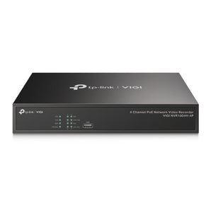 TP-Link VIGI NVR1004H-4P: 4-channel PoE network video recorder with 4 PoE+ ports, 4K HDMI output, for easy security camera management.