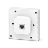 TP-Link AX3000 Wall-Plate WiFi 6 Access Point. White, rectangular, mounts flush to the wall. Provides wired and wireless network access.