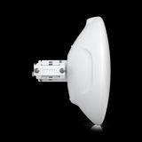Ubiquiti Wave-LR: a 60GHz/5GHz long-range radio with integrated antenna, GPS, and PoE injector for reliable wireless connectivity.