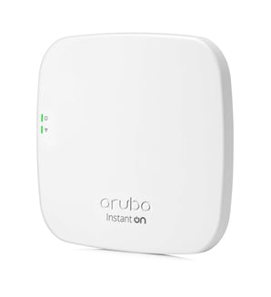 HPE Networking Instant On AP12 WiFi 5 access point. White, square, indoor access point for reliable small business wireless connectivity.
