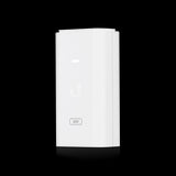 Ubiquiti Gigabit 24V 12W PoE Adapter (POE-24-12W-G-WH) providing power and data over Ethernet. White casing, compact design.