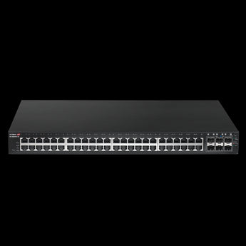 Edimax ED-GS-5654PLX-V2 switch: 54-port web-smart switch with 48 Gigabit PoE+ ports, long range capability, and 6 SFP+ ports.