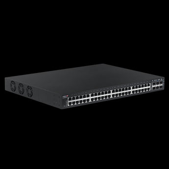 Edimax ED-GS-5654PLX-V2 switch: 54-port web-smart switch with 48 Gigabit PoE+ ports, long range capability, and 6 SFP+ ports.