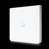 Ubiquiti UniFi6 U6-Enterprise-IW: White, wall-mounted WiFi 6E access point with multiple ports for enterprise indoor network solutions.