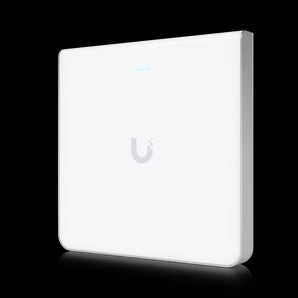 Ubiquiti UniFi6 U6-Enterprise-IW: White, wall-mounted WiFi 6E access point with multiple ports for enterprise indoor network solutions.