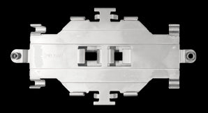Metal MikroTik DINrail PRO mount (MT-DRP-LTM) for LtAP mini access points, attaches to standard 35mm DIN rails.