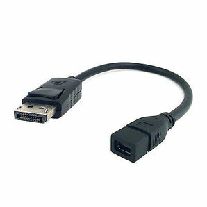 Mini DisplayPort female to DisplayPort male adapter cable for connecting devices with different display interfaces.