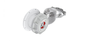 RF elements 90-degree symmetrical horn antenna, HG3-TP-S90, with TwistPort connector for wireless network signal distribution.