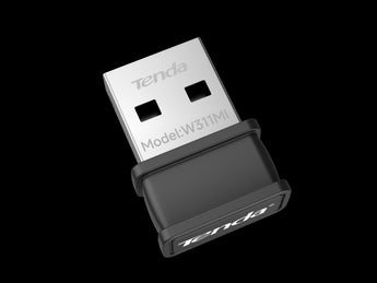 Tenda W311MI-W6 Wi-Fi 6 USB Adapter. A compact, black adapter providing next-gen wireless connectivity for laptops and desktops.