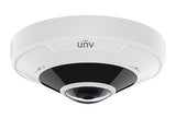 Uniview UNV 12MP Fisheye Dome IP Camera providing a 360-degree view. Vandal-resistant dome with infrared for night vision.