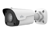 Uniview UNV 2MP Mini Bullet IP Camera, model IPC2122LB-ADF28KM-H, fixed 2.8mm lens, compact design for indoor or outdoor security.