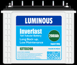 Luminous Inverlast 12V 200Ah tubular battery, providing dependable power for home or office inverter systems.