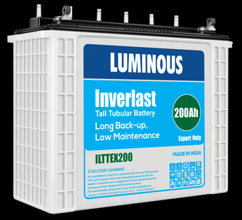 Luminous Inverlast 12V 200Ah tubular battery, providing dependable power for home or office inverter systems.