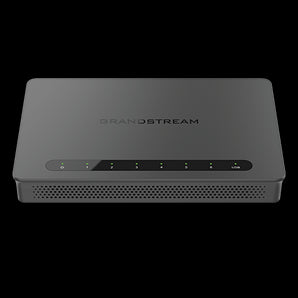 Grandstream GWN7001 VPN Router. Six Gigabit Ethernet ports, including PoE input and two PoE output ports for small to medium businesses.