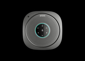 Snom C300 mobile conference speakerphone for hands-free talking, featuring a compact, lightweight design and clear sound.