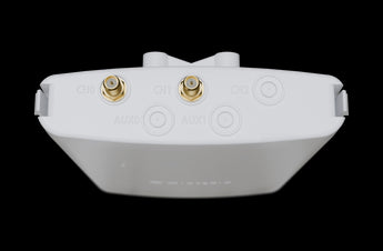 MikroTik NetBox 5 ax outdoor WiFi 6 router in a weatherproof enclosure with RP-SMA connectors for flexible antenna options.