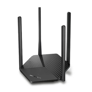 Mercusys AX1500 WiFi 6 router with dual-band antennas providing fast and efficient wireless internet connectivity.