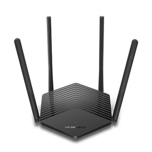 Mercusys AX1500 WiFi 6 router with dual-band antennas providing fast and efficient wireless internet connectivity.