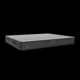 Uniview XVR302-16Q3: 16-channel hybrid DVR supporting H.265, TVI, AHD, CVI, CVBS, and IP cameras with 2 HDD slots.