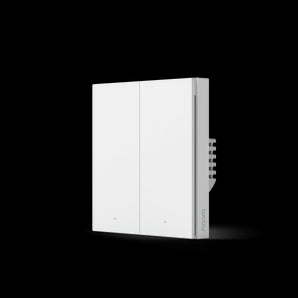 Aqara Smart Wall Switch H1 EU (No Neutral), double rocker design. Controls lights wirelessly for smart home automation, no neutral wire required.