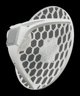 MikroTik LHGG LTE CAT 6 outdoor CPE unit mounted on a pole, providing long-range wireless internet access.