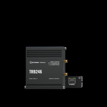 Teltonika TRB246: Industrial 4G LTE gateway with dual SIM, I/O, RS232/485, and Ethernet ports. Connectivity for IoT and M2M solutions.