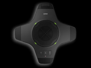 Snom C52-SP DECT extension speaker with built-in battery. Wireless expansion for Snom C520 conference phone. Enhances audio coverage.